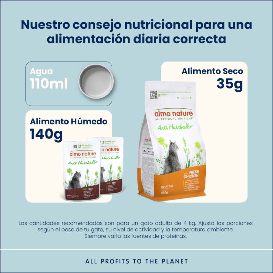 6 saquetas x 70 g Almo Nature Anti Hairball Carne de Vaca e Frango saquetas para gatos &ndash; Multipack, , large Imagem n&uacute;mero 3