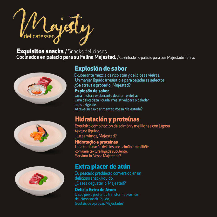 48 saquetas x 15 g Majesty Mix de Snacks L&iacute;quidos para gatos, , large Imagem n&uacute;mero 3