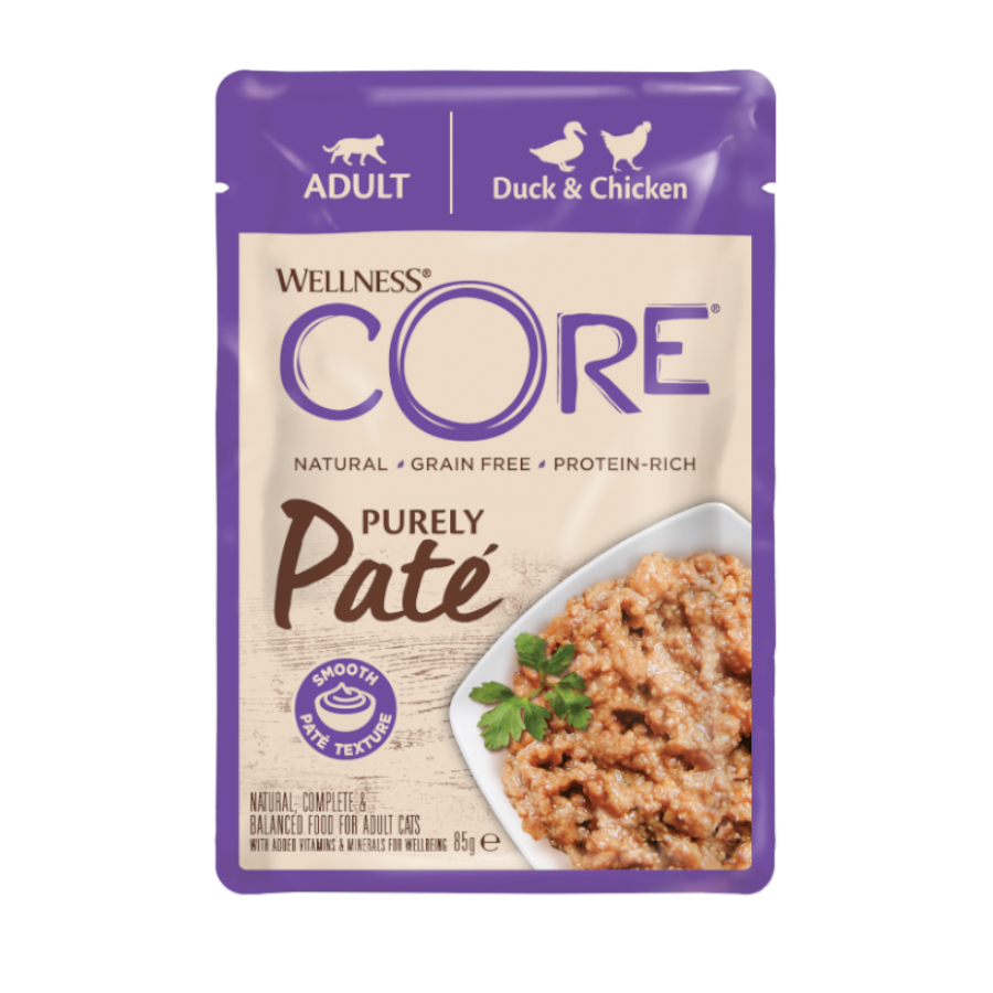 85 g Wellness Core Adult Purely Pato e Frango em Pat&ecirc; saqueta para gatos, , large Imagem n&uacute;mero 3
