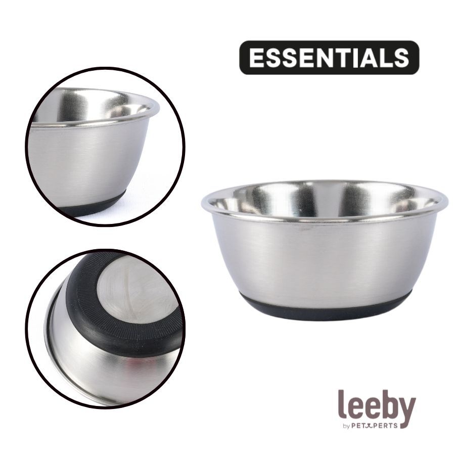 Leeby Comedouro em A&ccedil;o Inoxid&aacute;vel com Base de Borracha para c&atilde;es e gatos, , large Imagem n&uacute;mero 3