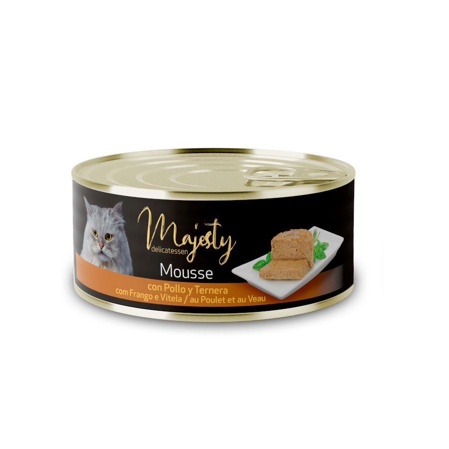 85 g Majesty Adult Mousse de Frango e Carne de Vitela Lata , , large Imagem n&uacute;mero 1