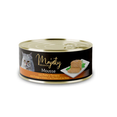 Majesty Adult Mousse de Frango e Carne de Vitela Lata 