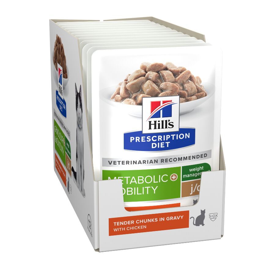 12 sobres x 85 g Hill's Prescription Diet Metabolic + Mobility Comida h&uacute;mida de frango em saquetas para gatos - Multipack, , large Imagem n&uacute;mero 2