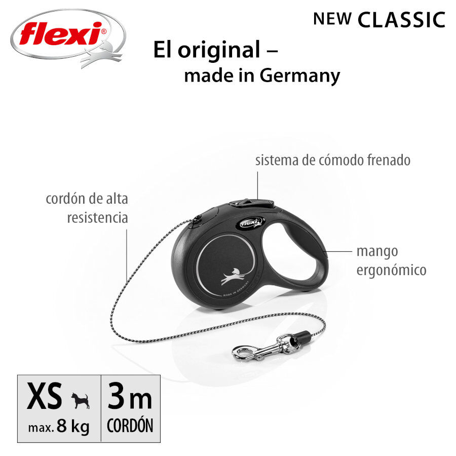 Flexi New Classic&nbsp;Trela extens&iacute;vel com cord&atilde;o preto para c&atilde;es, , large Imagem n&uacute;mero 2