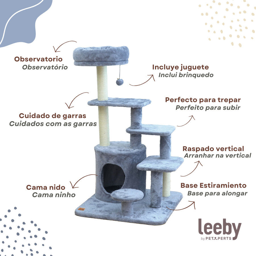 Leeby Eduardo torre arranhadora multiplataforma com cama nido e brinquedo para gatos, , large Imagem n&uacute;mero 3