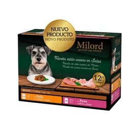 Milord Senior +7 Receita ao estilo caseiro em molho Saquetas para c&atilde;es - Multipack