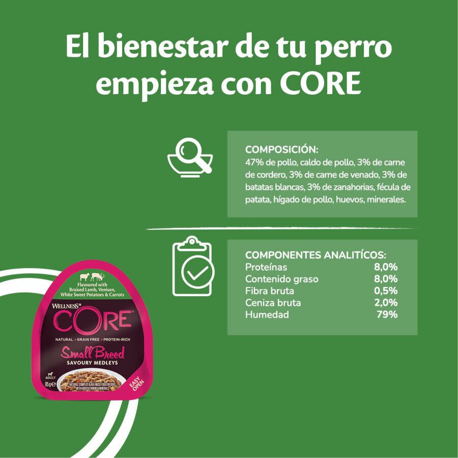 85 g Wellness Core Small Breed Grain Free Cordeiro e Veado terrina para c&atilde;es, , large Imagem n&uacute;mero 4