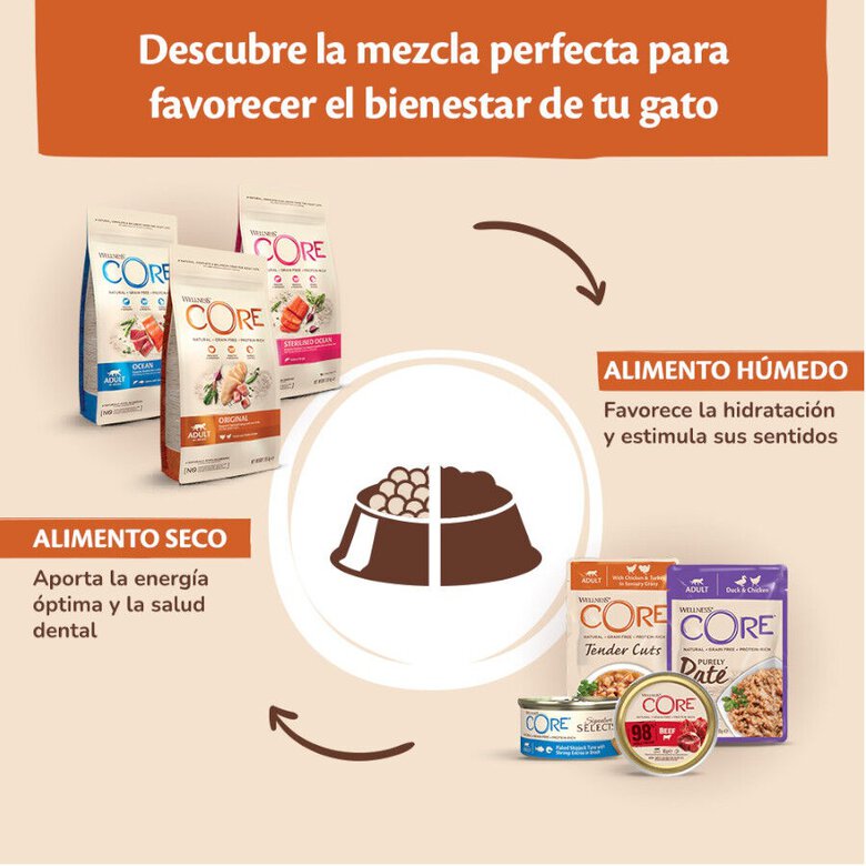85 g Wellness Core Tender Cuts frango e peru em molho saquetas para gatos,  Imagem número 5  85 g Wellness Core Tender Cuts frango e peru em molho saquetas para gatos, , large Imagem número 5