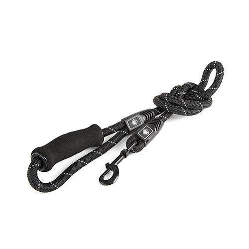 TK-Pet Reflective Rope correa negra con asa nylon Imagem n&uacute;mero 1