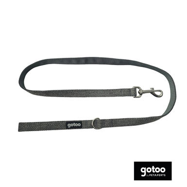 Gotoo Trela estampada herringbone cinza para cães