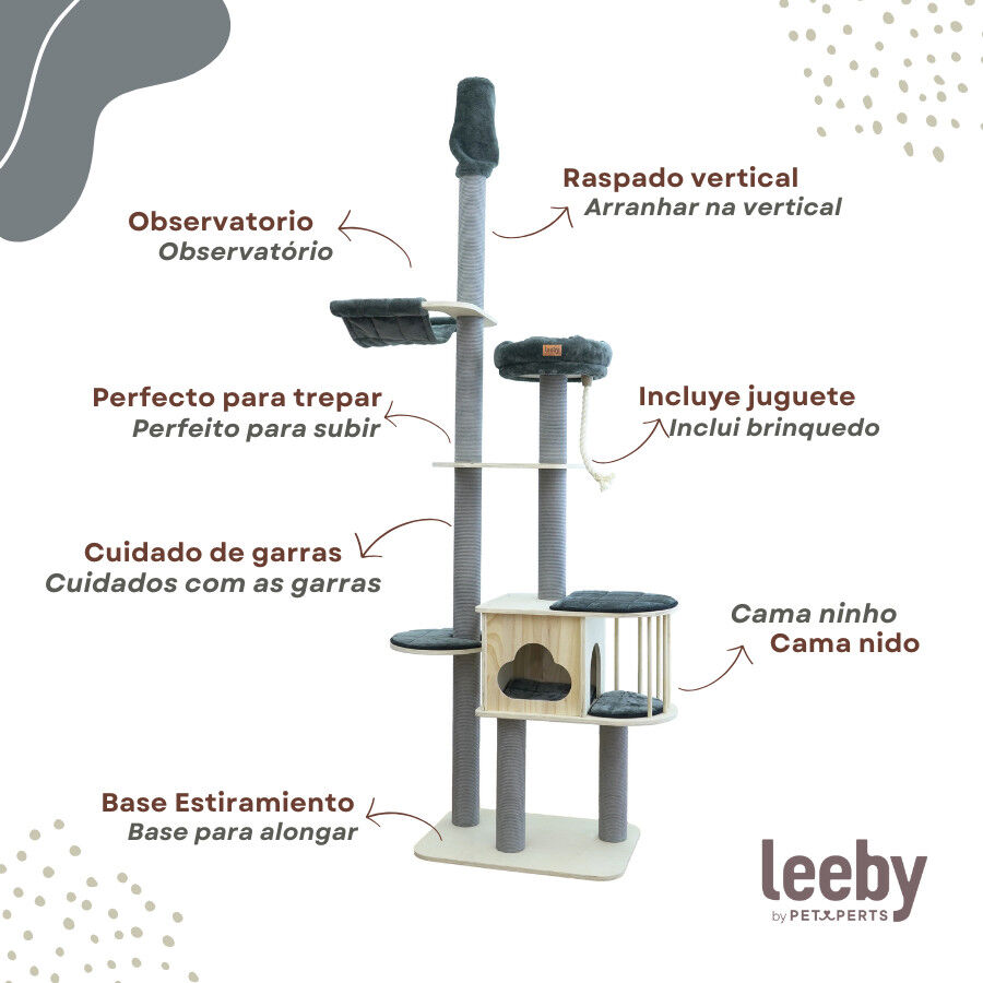 Leeby Cloud Collection torre arranhadora de teto com cama e brinquedo para gatos, , large Imagem n&uacute;mero 4