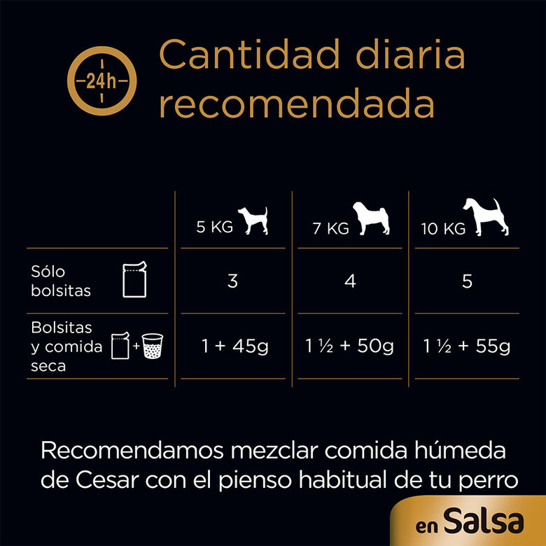 4 saquetas x 100 g Cesar Mix de Carnes em Molho Saquetas para cães - Multipack,  Imagem número 6 4 saquetas x 100 g Cesar Mix de Carnes em Molho Saquetas para cães - Multipack, , large Imagem número 6