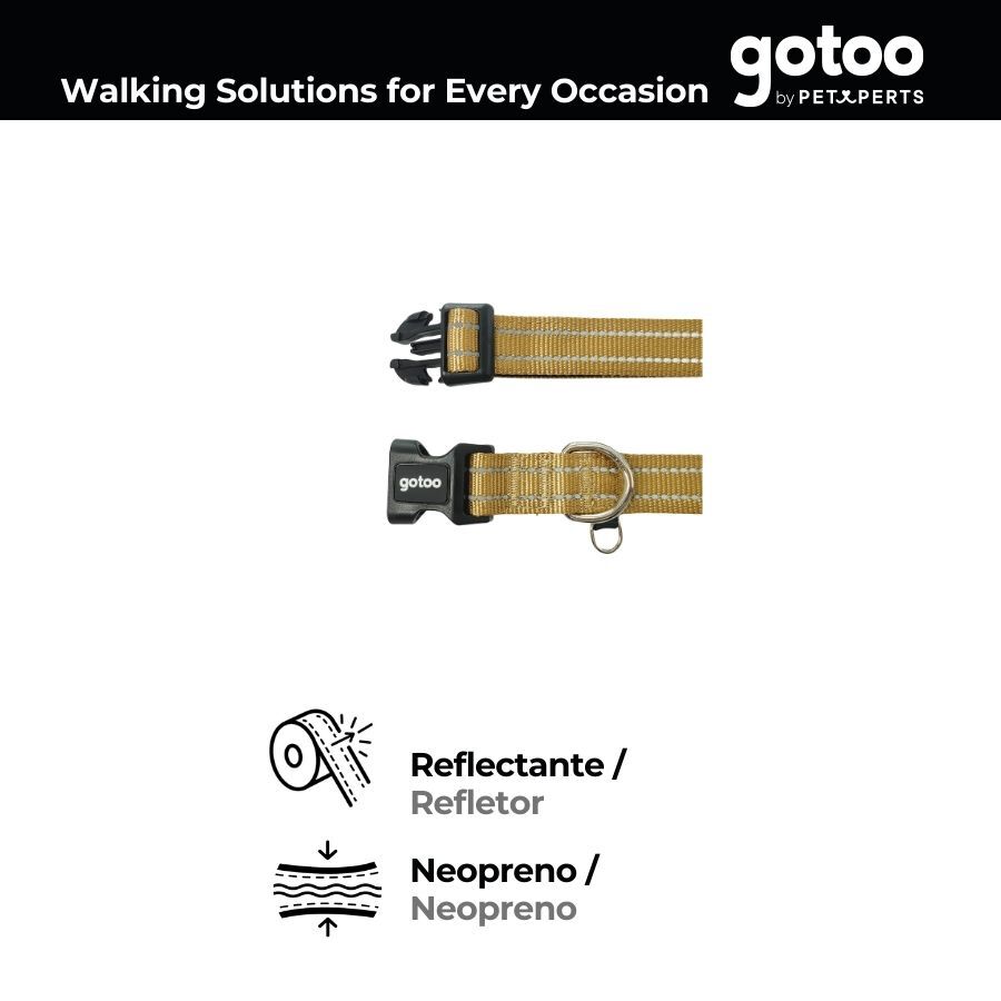Gotoo Coleira refletora de nylon bege para c&atilde;es, , large Imagem n&uacute;mero 4