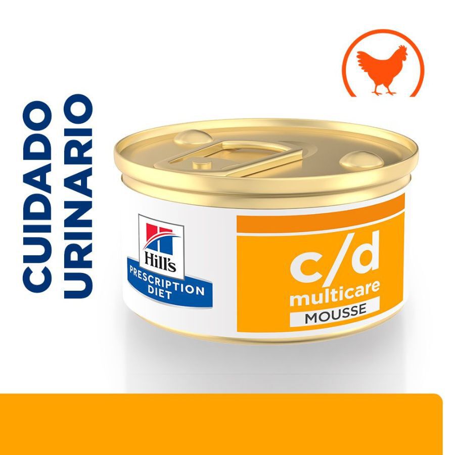 85 g Hill's Prescription Diet c/d Multicare Mousse de Pollo lata para gatos, , large Imagem n&uacute;mero 1