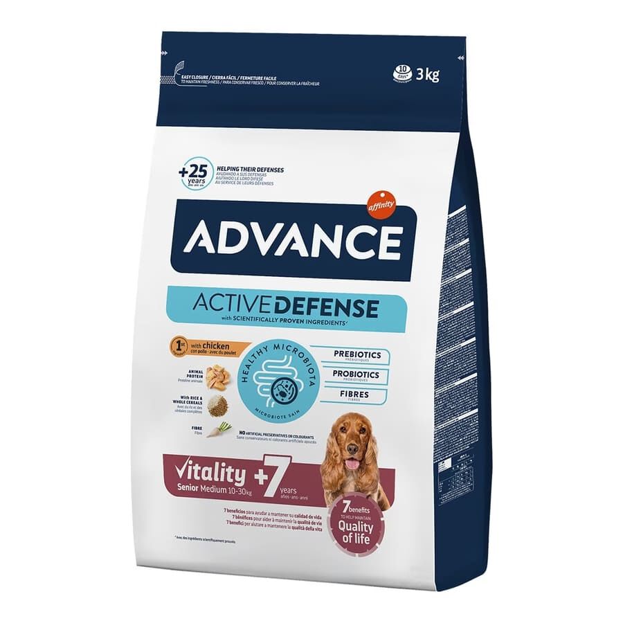 3 kg Advance Active Defense Medium Senior +7 Frango e Arroz ra&ccedil;&atilde;o para c&atilde;es, , large Imagem n&uacute;mero 1