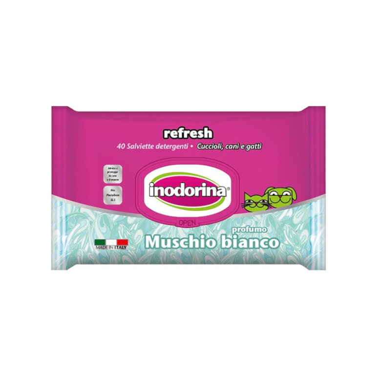 Inodorina Refresh Muschio toalhitas húmidas para cães e gatos,  Imagem número 1 Inodorina Refresh Muschio toalhitas húmidas para cães e gatos, , large Imagem número 1