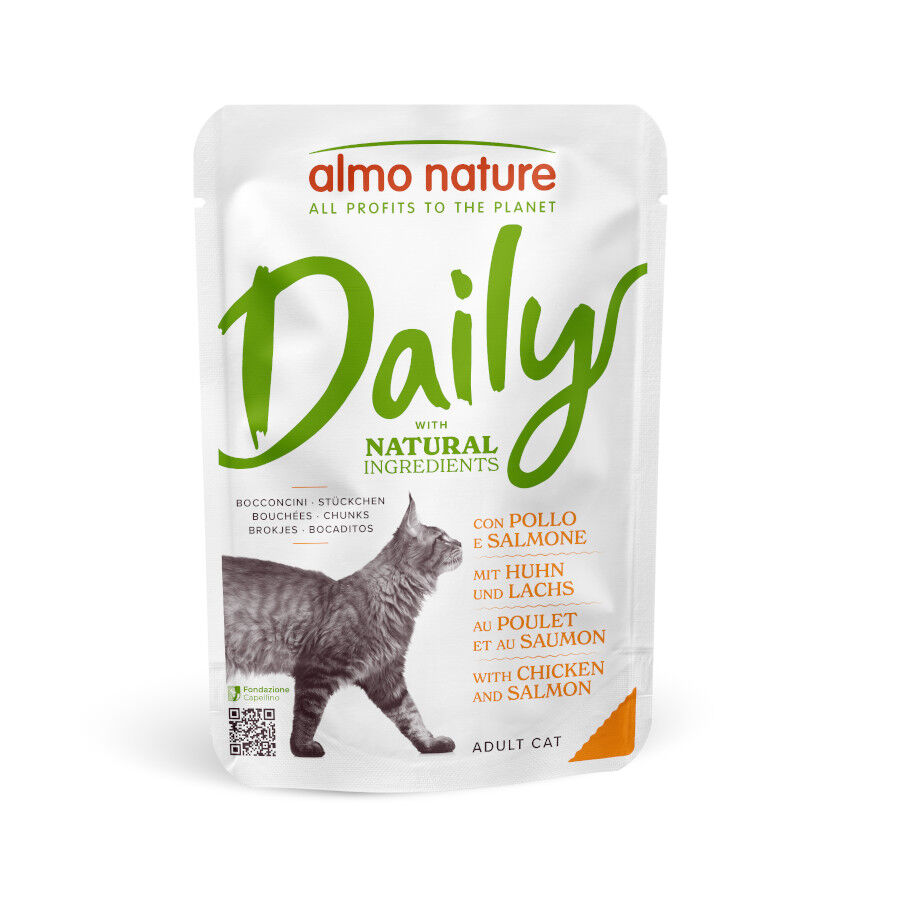 70 g Almo Nature Daily comida h&uacute;mida com salm&atilde;o para gatos, , large Imagem n&uacute;mero 1