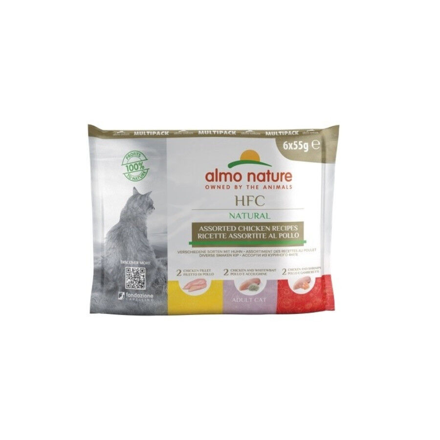 6 saquetas x 55 g Almo Nature HFC Natural frango saqueta para gatos, , large Imagem n&uacute;mero 1