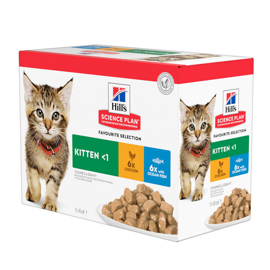 12 saquetas x 85 g Hill's Kittenn Science Plan Frango e Peixe saqueta para gatos - Multipack  12, , large Imagem n&uacute;mero 1