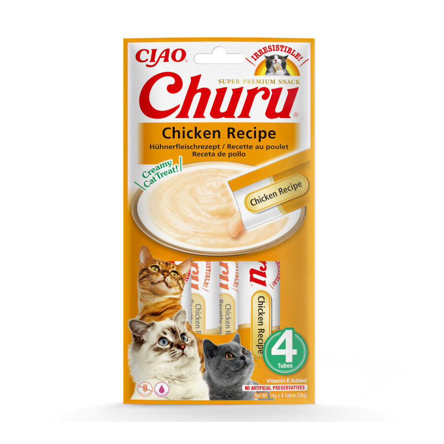 4 saquetas x 14 g Churu Snack Cremoso de Frango para gatos, , large Imagem n&uacute;mero 1