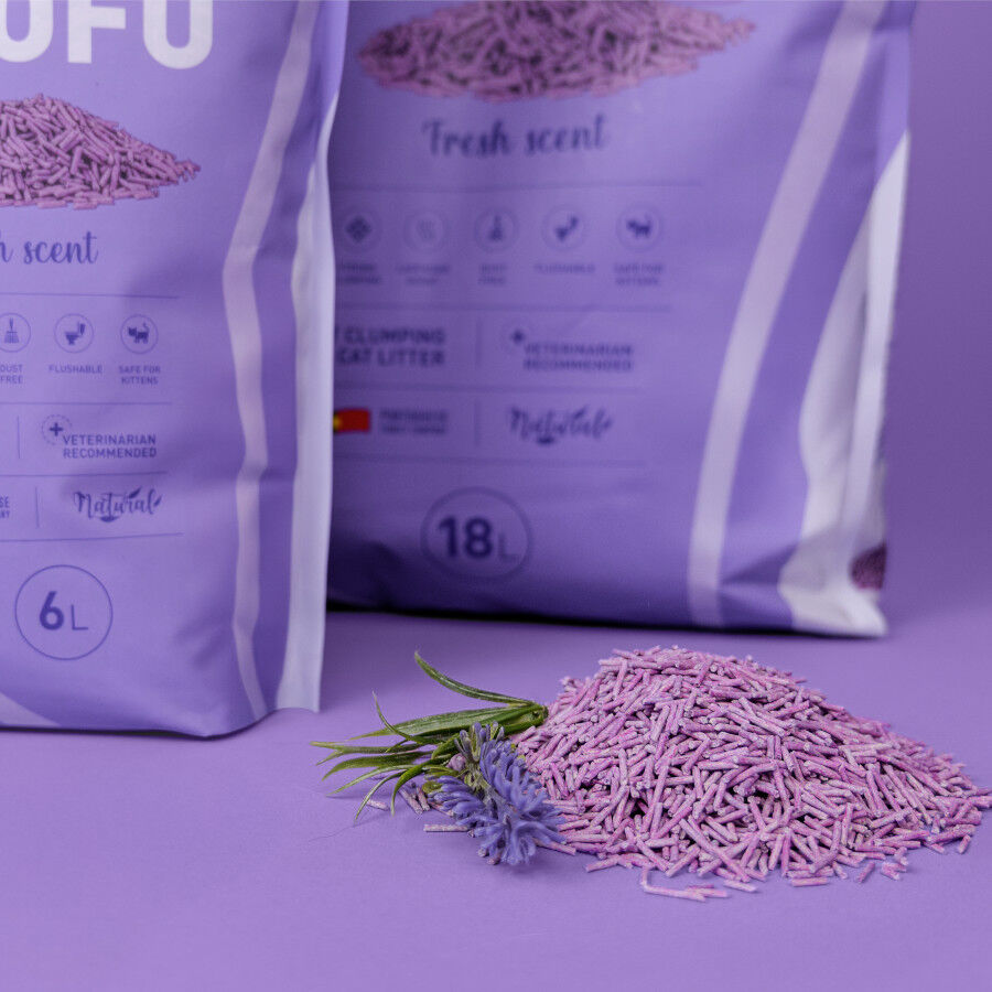 6 L Weego Lavender Tofu Arena aglomerante para gatos, , large Imagem n&uacute;mero 4