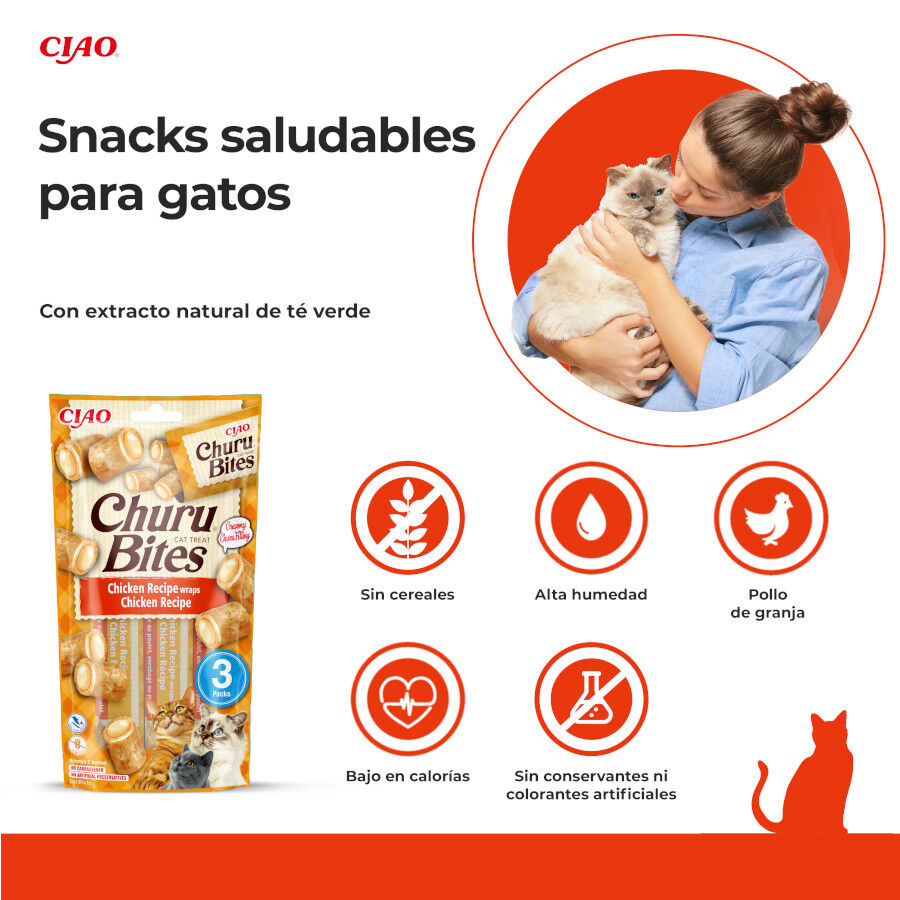 3 saquetas x 10 g Churu Snacks Bites de Frango para gatos, , large Imagem n&uacute;mero 2