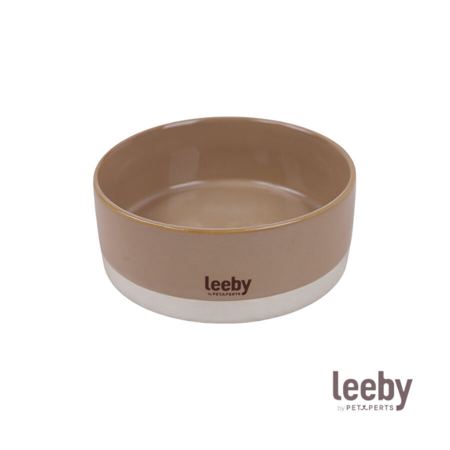 Leeby Comedouro de Cer&acirc;mica Castanho e Branco para c&atilde;es, , large Imagem n&uacute;mero 2