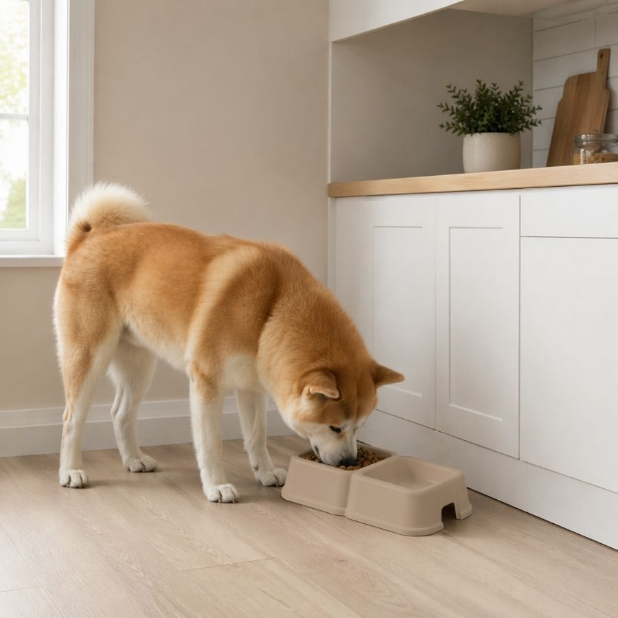 Leeby Comedouro Duplo Quadrado Taupe para c&atilde;es, , large Imagem n&uacute;mero 1