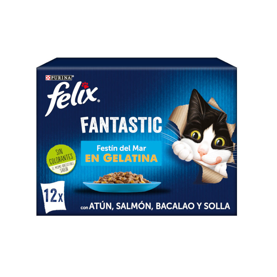 12 saquetas x 85 g Felix Fantastic Banquete do Mar saqueta em gelatina para gatos, , large Imagem n&uacute;mero 1