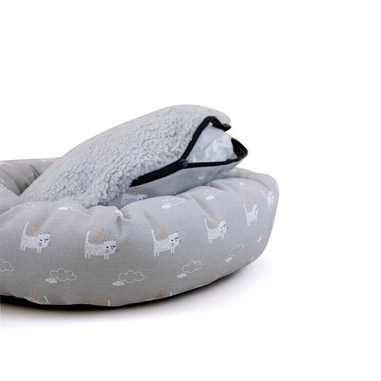 Leeby Cama Donut Antiderrapante Cinzenta para gatos,  Imagem número 3 Leeby Cama Donut Antiderrapante Cinzenta para gatos, , large Imagem número 3