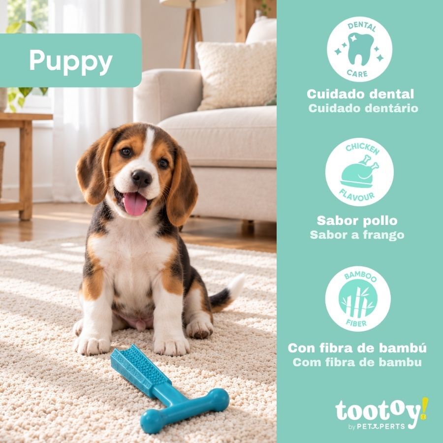 Tootoy! Puppy Mordedor Osso em T Azul para cachorros, , large Imagem n&uacute;mero 4