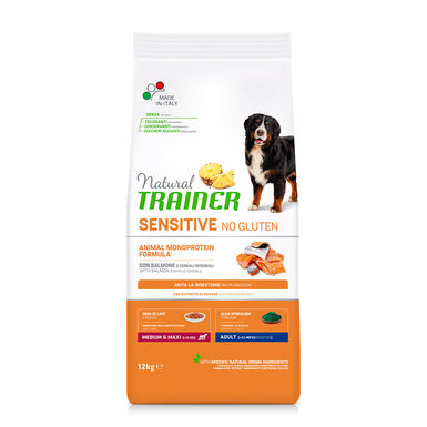 Natural Trainer Adult Medium&Maxi Sensitive Salmão ração para cães