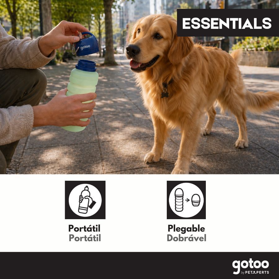 Gotoo Garrafa Bebedouro Port&aacute;til em Silicone Azul e Verde para c&atilde;es e gatos, , large Imagem n&uacute;mero 4