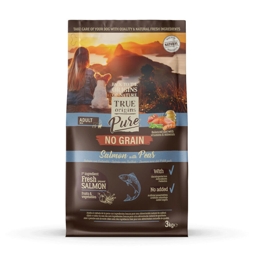 3 kg True Origins Pure Grain Free Adult Mini Salm&atilde;o ra&ccedil;&atilde;o para c&atilde;es, , large Imagem n&uacute;mero 1
