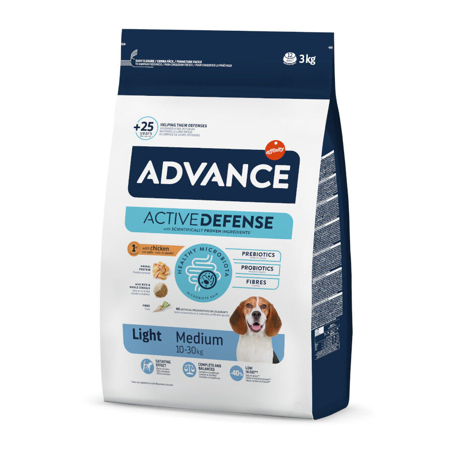3 kg Advance Active Defense Medium Light Frango e Arroz ra&ccedil;&atilde;o para c&atilde;es, , large Imagem n&uacute;mero 1
