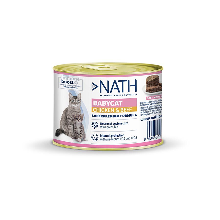 Nath lata de alimento h&uacute;medo mousse Babycat pollo y ternera 200 gr Imagem n&uacute;mero 1