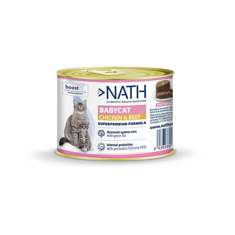 Nath lata de alimento húmedo mousse Babycat pollo y ternera 200 gr Imagem número 1 Nath lata de alimento húmedo mousse Babycat pollo y ternera 200 gr Imagem número 1