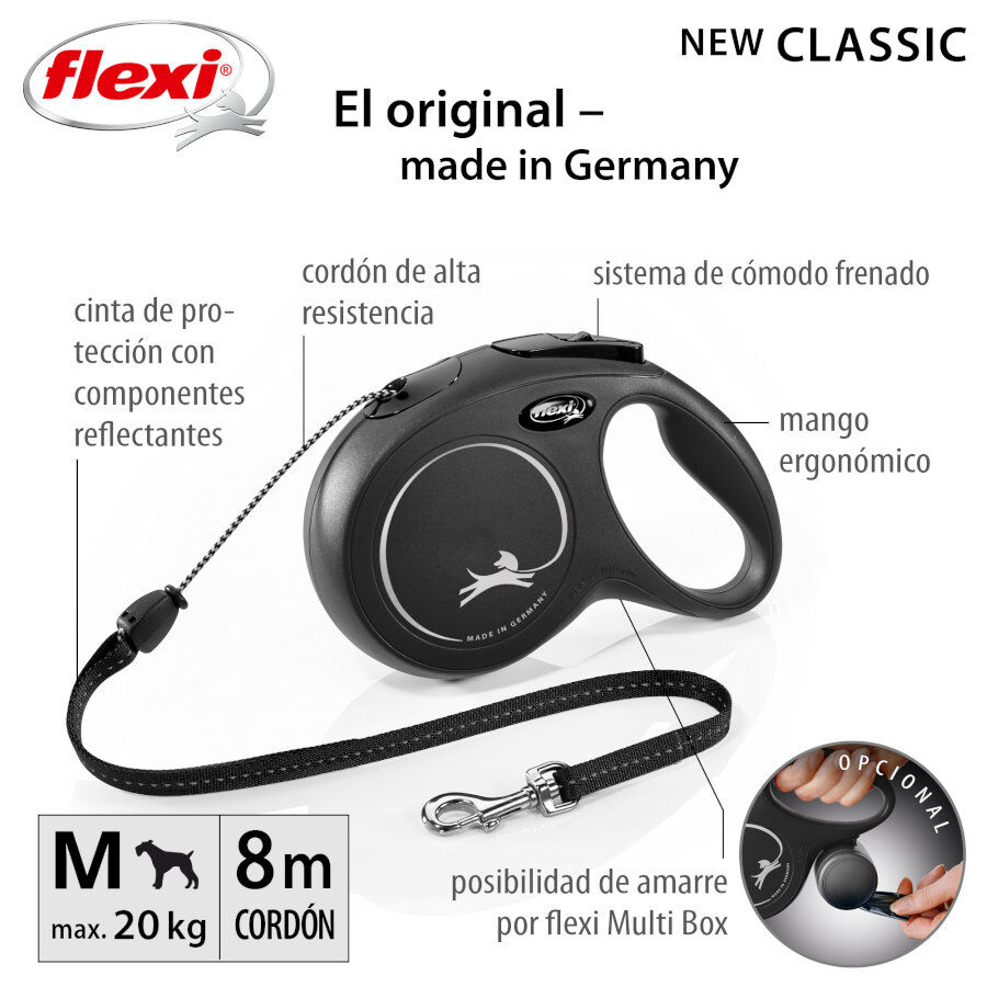 Flexi New Classic&nbsp;Trela extens&iacute;vel com cord&atilde;o preto para c&atilde;es, , large Imagem n&uacute;mero 2