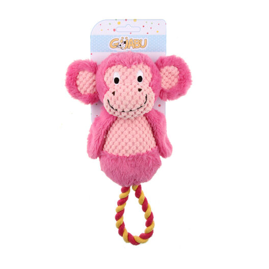 Guabu macaco de peluche cor-de-rosa com corda para cães, , large image number null