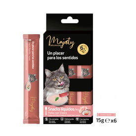 Majesty Snack l&iacute;quido de frango e vieira para gatos
