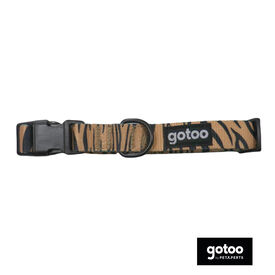 Gotoo Coleira estampada tigre castanha para cães