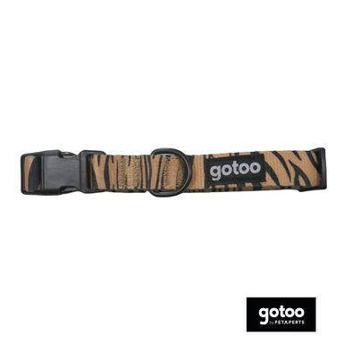 Gotoo Coleira estampada tigre castanha para cães