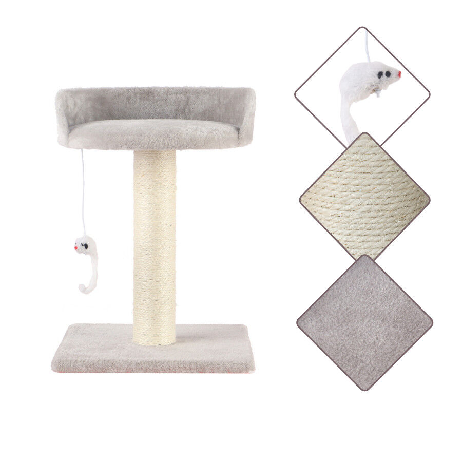 Leeby Tigrou arranhador com cama e brinquedo cinzento para gatos, , large Imagem n&uacute;mero 6