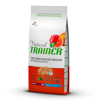 Natural Trainer Adult Medium light com frango, chic&oacute;ria e extrato de feij&atilde;o 12 kg