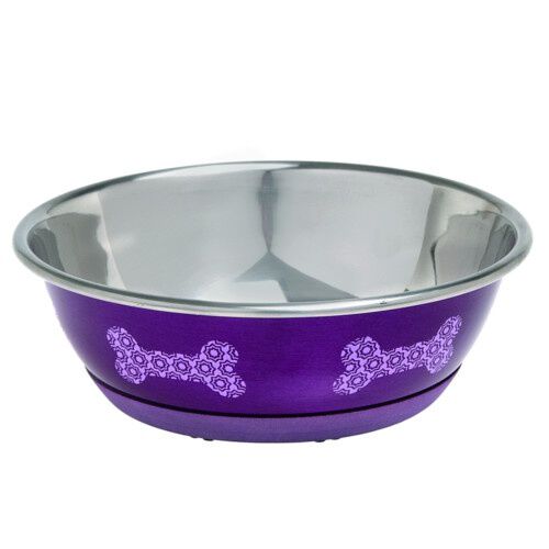 Flamingo morado con huesos comedero para mascotas Imagem n&uacute;mero 1