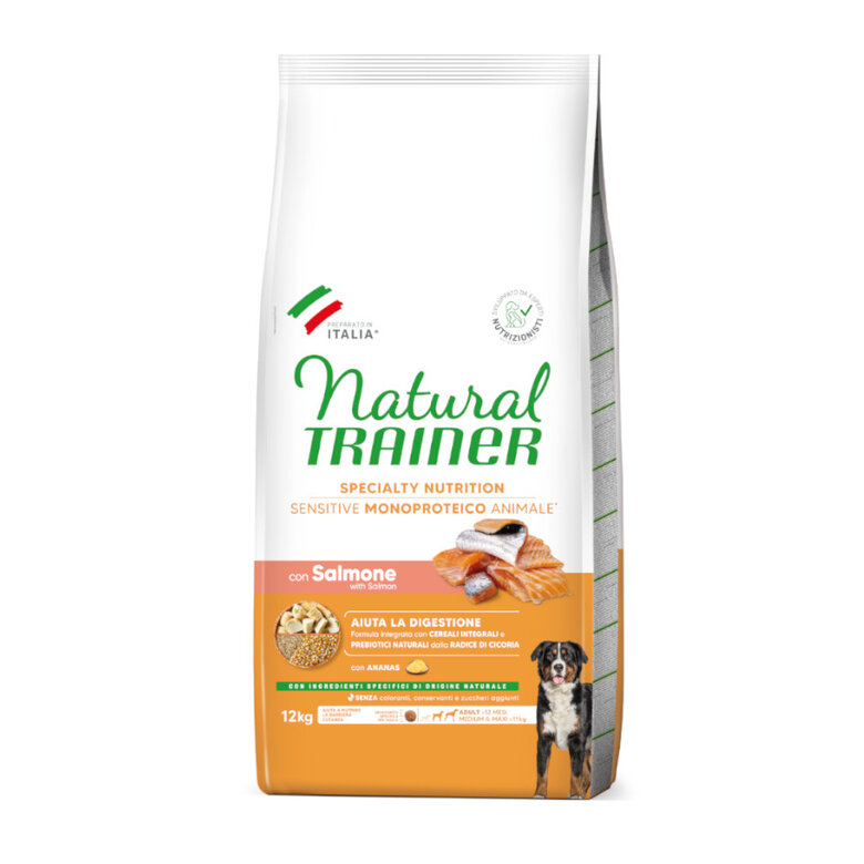 Natural Trainer Adult MediumeMaxi Sensitive Salmão ração para cães,  Imagem número 1 Natural Trainer Adult MediumeMaxi Sensitive Salmão ração para cães, , large Imagem número 1