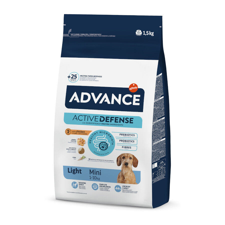 1.5 kg Advance Active Defense Mini Light Frango e Arroz ra&ccedil;&atilde;o para c&atilde;es, , large Imagem n&uacute;mero 1