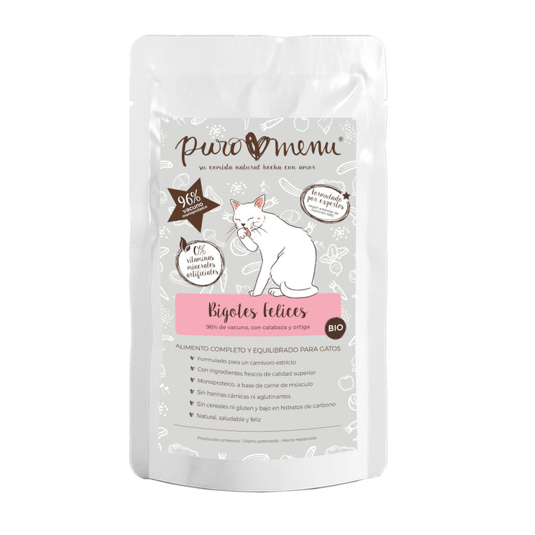 100 g Puro Menu Bio Happy Whiskers Sachê de carne para gatos,  Imagem número 1 100 g Puro Menu Bio Happy Whiskers Sachê de carne para gatos, , large Imagem número 1