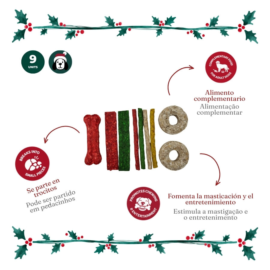 1 pack x 9 uns. Wonder Christmas Saco de Presente com Snacks de Couro Prensado para C&atilde;es, , large Imagem n&uacute;mero 3