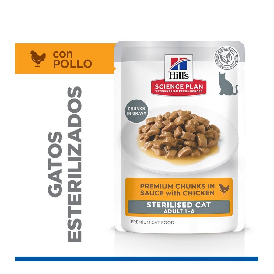 85 g Hill's Young Adult Science Plan Sterilized Frango saqueta para gatos, , large Imagem n&uacute;mero 3